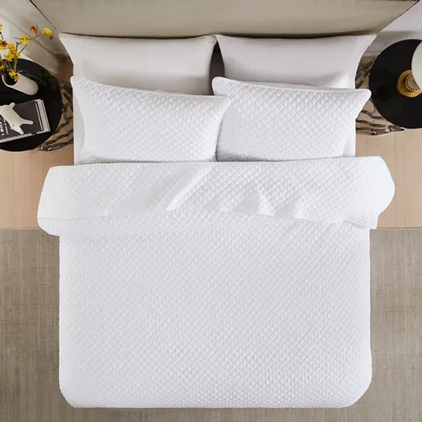 Nova Home Vivid Jaquard Bed Spread Set - 3Pcs - King & Super King - White product thumbnail 7
