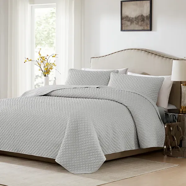 Nova Home Vivid Jaquard Bed Spread Set - 3Pcs - King & Super King - Grey product thumbnail 2