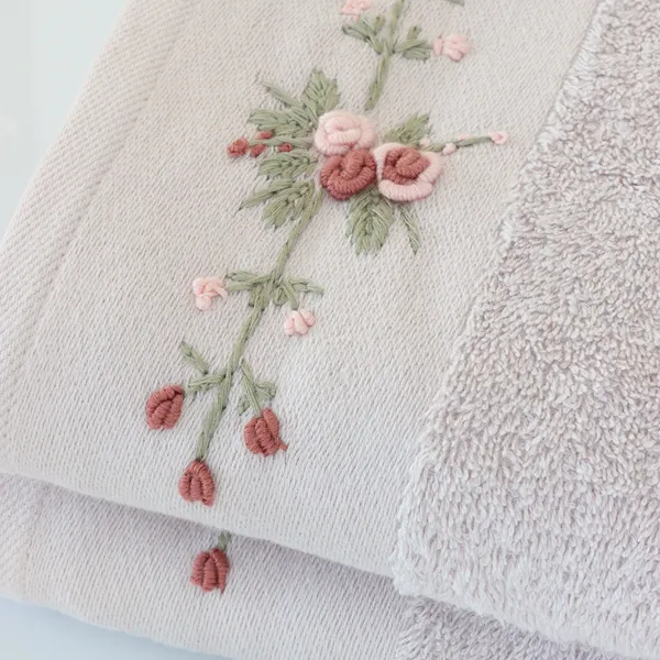 Nova Home Esra Floral Embroidered Towel - 100% Cotton - 30x50 Cm - Pink product thumbnail 4