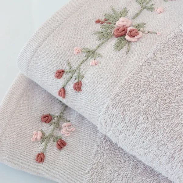 Nova Home Esra Floral Embroidered Towel - 100% Cotton - Pink (Available In Sizes) product thumbnail 3