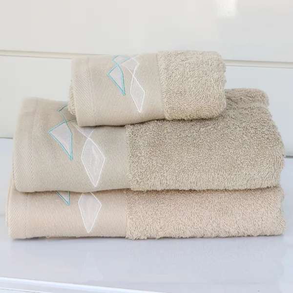 Nova Home Celine Towel with Satin Details - 100% Cotton - Beige (Available In Sizes) product thumbnail 2