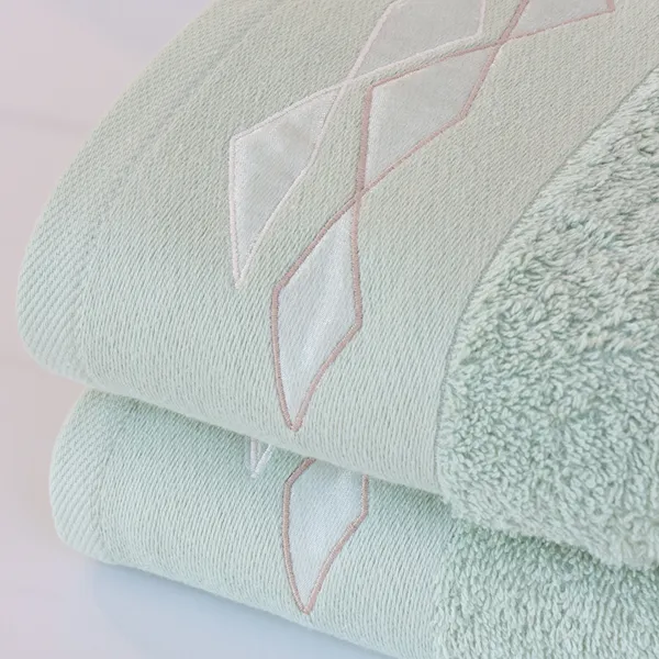 Nova Home Celine Towel with Satin Details - 100% Cotton - Light Green (Available In Sizes) product thumbnail 3