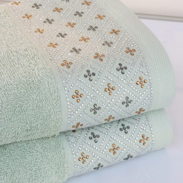 Nova Home Roberta Towel with Silver Details - 100% Cotton - 30x50 Cm - Light Grey product thumbnail 3