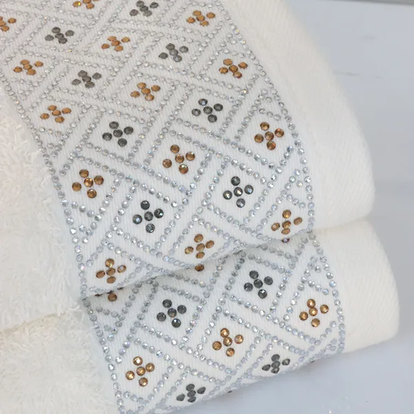 Nova Home Roberta Towel with Silver Details - 100% Cotton - 50x90 Cm - Cream product thumbnail 3