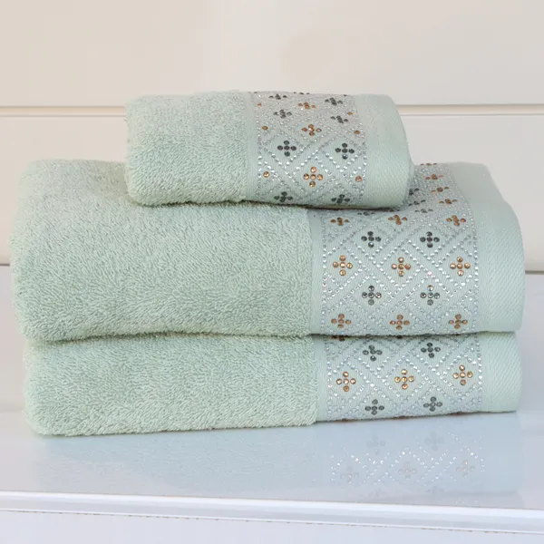 Nova Home Roberta Towel with Silver Details - 100% Cotton - 50x90 Cm - Light Grey product thumbnail 2