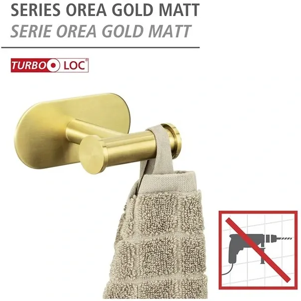 Wenko Orea Turbo-Loc Double Hook - Stainless Steel - Gold Matt product thumbnail 2