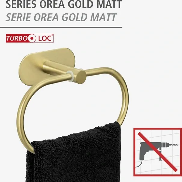 Wenko Orea Turbo-Loc Towel Ring - Stainless Steel -Gold Matt product thumbnail 2