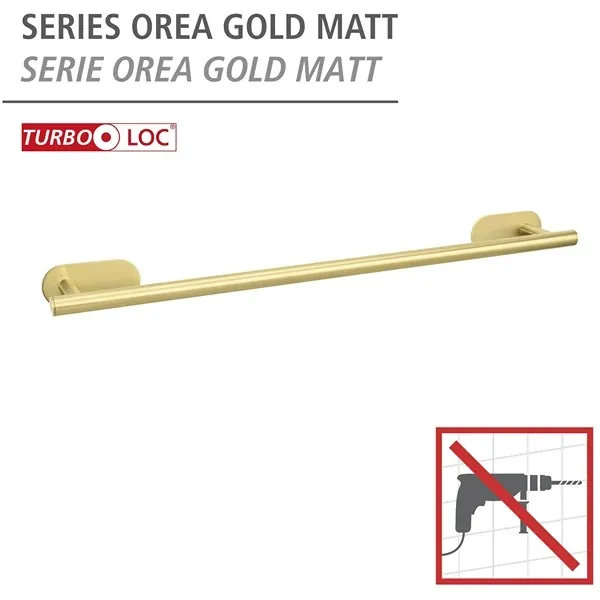 Wenko Orea Turbo-Loc Towel Rail - 60 Cm - Stainless Steel - Gold Matt product thumbnail 4