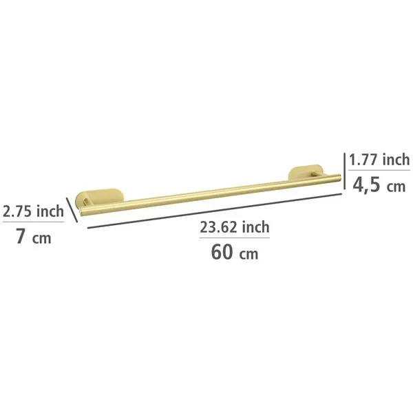 Wenko Orea Turbo-Loc Towel Rail - 60 Cm - Stainless Steel - Gold Matt product thumbnail 6