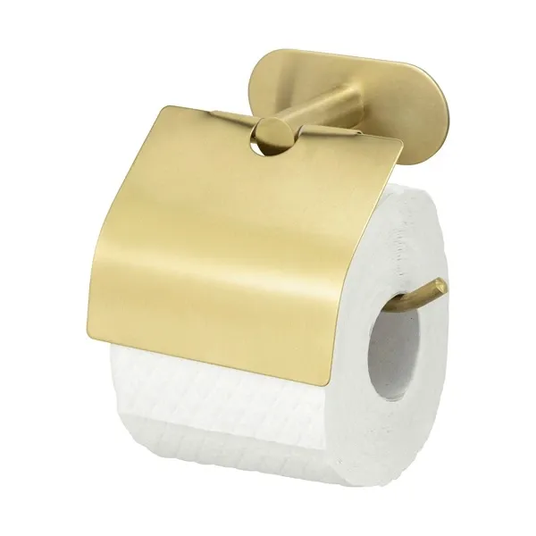 Wenko Orea Turbo-Loc Toilet Paper Holder with Cover - Stainless Steel - Gold Matt (No Drilling) product thumbnail 4