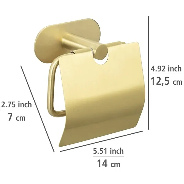 Wenko Orea Turbo-Loc Toilet Paper Holder with Cover - Stainless Steel - Gold Matt (No Drilling) product thumbnail 7