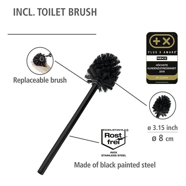 Wenko Rivalta Tall Free-standing Rustproof Toilet Set with Mobile Holder Shelf - Black product thumbnail 4