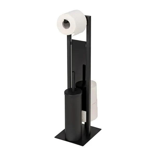 Wenko Rivalta Tall Free-standing Rustproof Toilet Set with Mobile Holder Shelf - Black product thumbnail 9