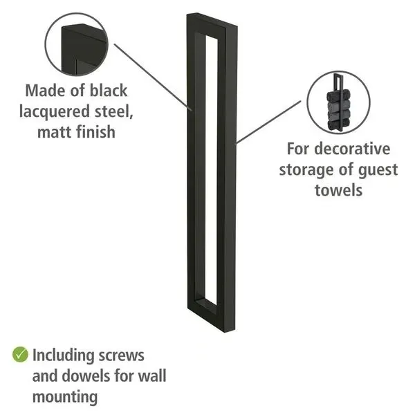 Wenko Reitani Wall Towel Rack - Black product thumbnail 2