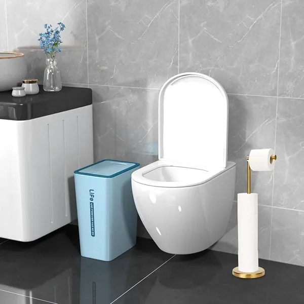 Wenko Standing Toilet Paper Holder 2 in 1 - Matt Stainless Steel - Gold product thumbnail 10