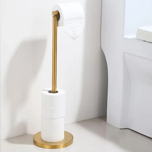 Wenko Standing Toilet Paper Holder 2 in 1 - Matt Stainless Steel - Gold product thumbnail 3