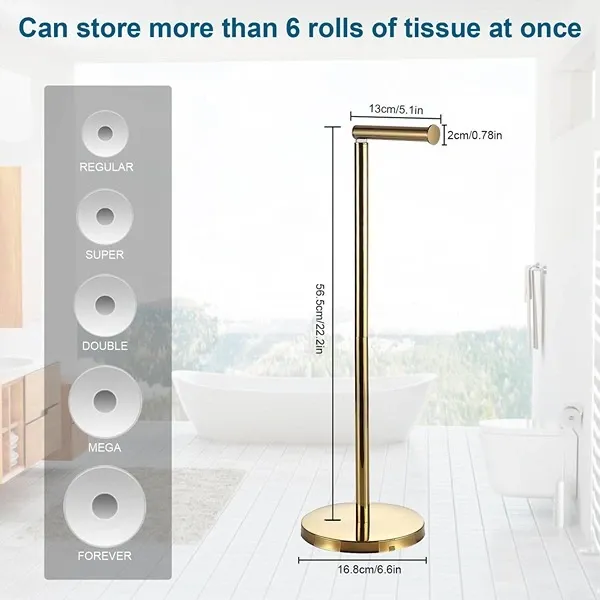 Wenko Standing Toilet Paper Holder 2 in 1 - Matt Stainless Steel - Gold product thumbnail 5