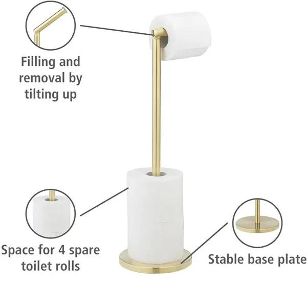 Wenko Standing Toilet Paper Holder 2 in 1 - Matt Stainless Steel - Gold product thumbnail 8