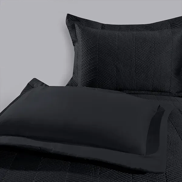 Nova Home Yildiz Satan Bed Spread Set - 3pcs - King & Super King - Black product thumbnail 7
