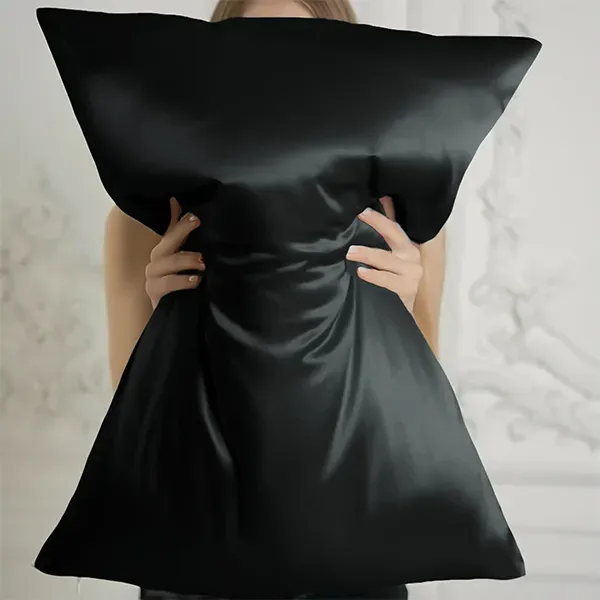 Nova Home Yildiz Satin Pillow Case Set - 2Pcs - Black product thumbnail 2