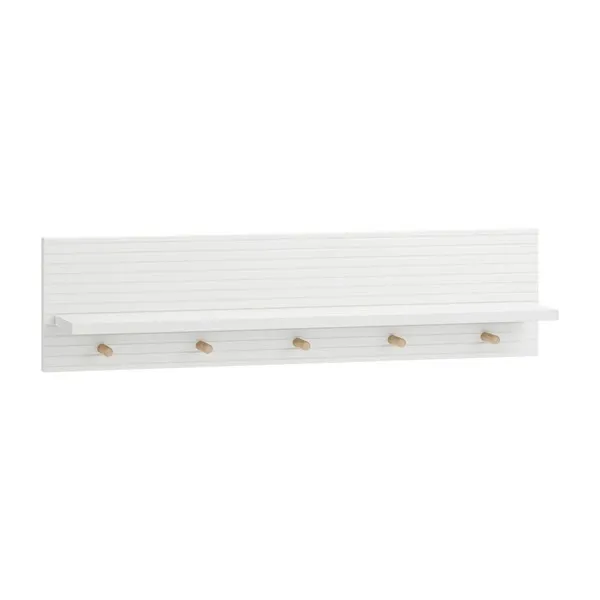 Pinio Miloo Small Wall Shelf with 5 Hooks- White product thumbnail 4