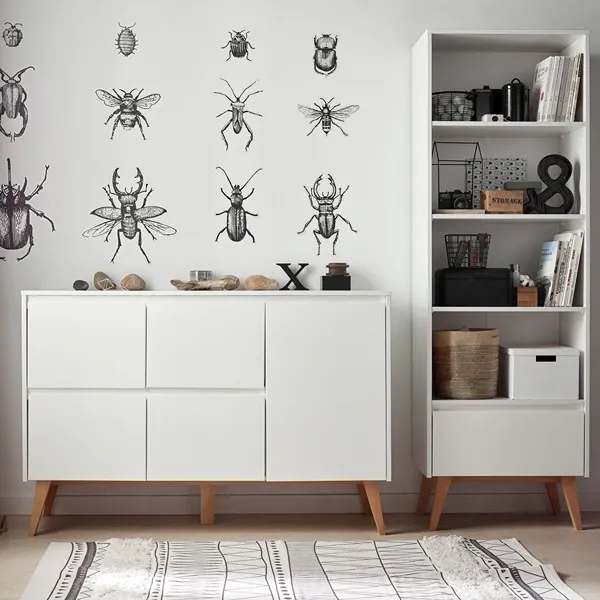Pinio Swing Tall Book Shelf - 4 shelves with drawer - White product thumbnail 2