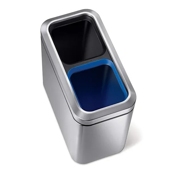 Simplehuman Dual Comaprtment Slim Steel Open Bin - 20L - Brushed product thumbnail 2