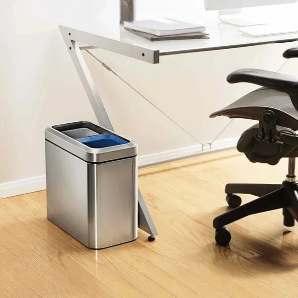 Simplehuman Dual Comaprtment Slim Steel Open Bin - 20L - Brushed product thumbnail 3