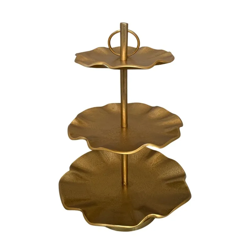 Weva Round Gold 3 Tier Rough Cake Stand "Sleek Lux" product thumbnail 4