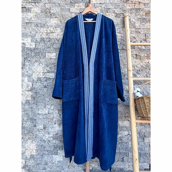 Weva Drift Bath Robe - 100% Cotton - Navy (Available in sizes) product thumbnail 6