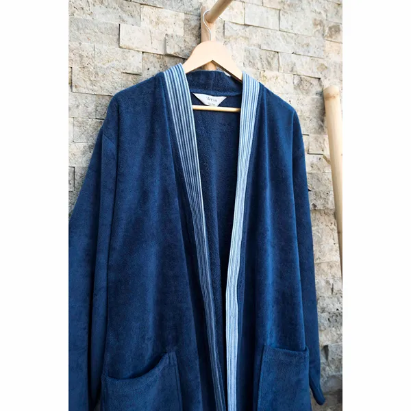 Weva Drift Bath Robe - 100% Cotton - Navy (Available in sizes) product thumbnail 7