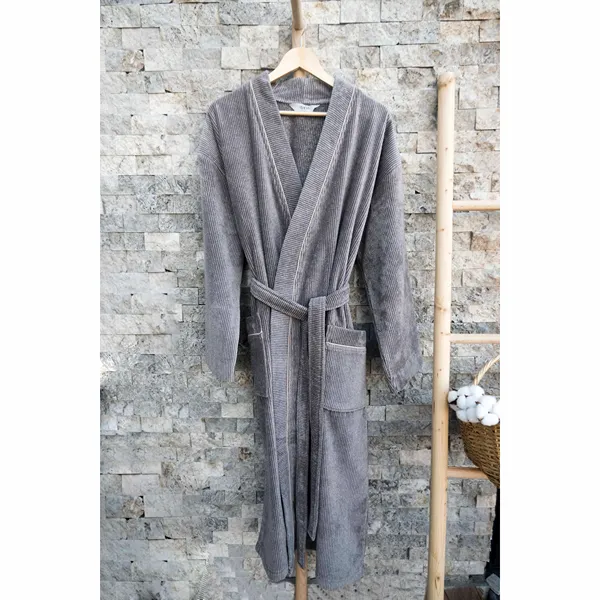Weva Dapper Bath Robe - 100% Cotton - Grey (Available in sizes) product thumbnail 6
