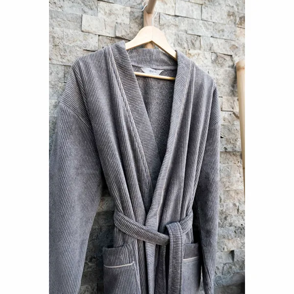 Weva Dapper Bath Robe - 100% Cotton - Grey (Available in sizes) product thumbnail 7