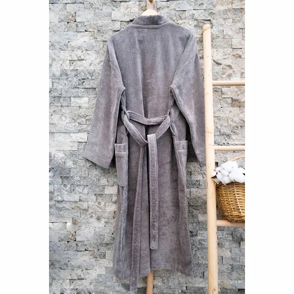 Weva Dapper Bath Robe - 100% Cotton - Grey (Available in sizes) product thumbnail 8