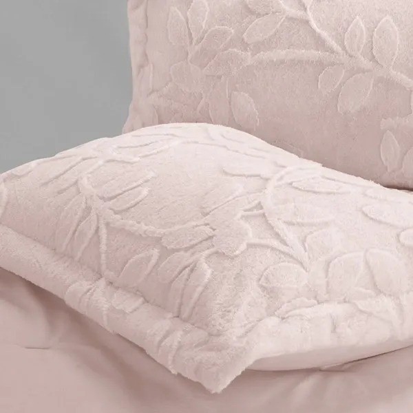 Nova Home Fleurfur Winter Jaquard Fur Comforter Set - King & Super King - 6Pcs - Pink product thumbnail 10