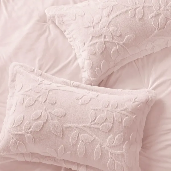 Nova Home Fleurfur Winter Jaquard Fur Comforter Set - King & Super King - 6Pcs - Pink product thumbnail 6