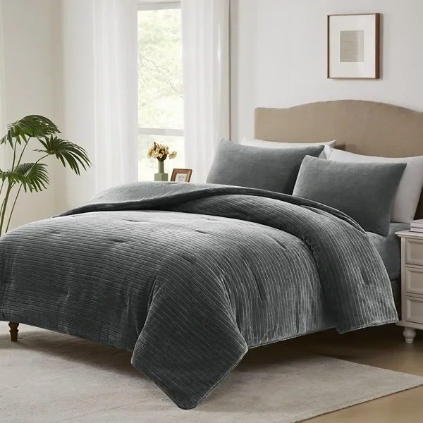Nova Home Cozy Warm Velvet Blush Flannel Comforter - Grey (Available in Sizes) product thumbnail 2