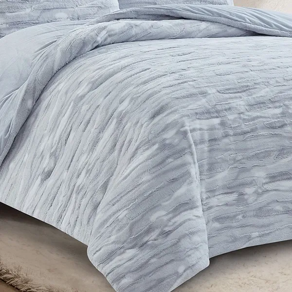 Nova Home Fog Printed Fur Comforter Set - King & Super King - 6Pcs - Grey product thumbnail 2