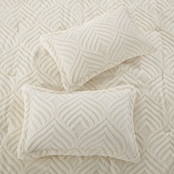 Nova Home Crete Winter Jaquard Sherpa Comforter Set - Ivory (Available in Sizes) product thumbnail 6