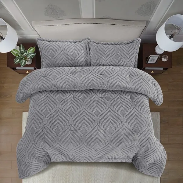 Nova Home Crete Winter Jaquard Sherpa Comforter Set - Grey (Available in Sizes) product thumbnail 3