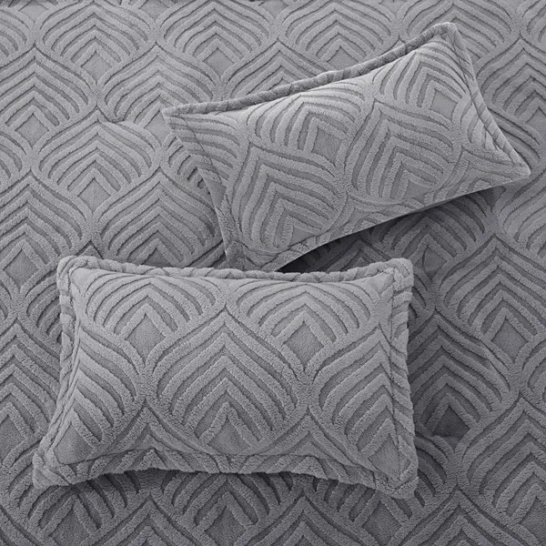 Nova Home Crete Winter Jaquard Sherpa Comforter Set - Grey (Available in Sizes) product thumbnail 6