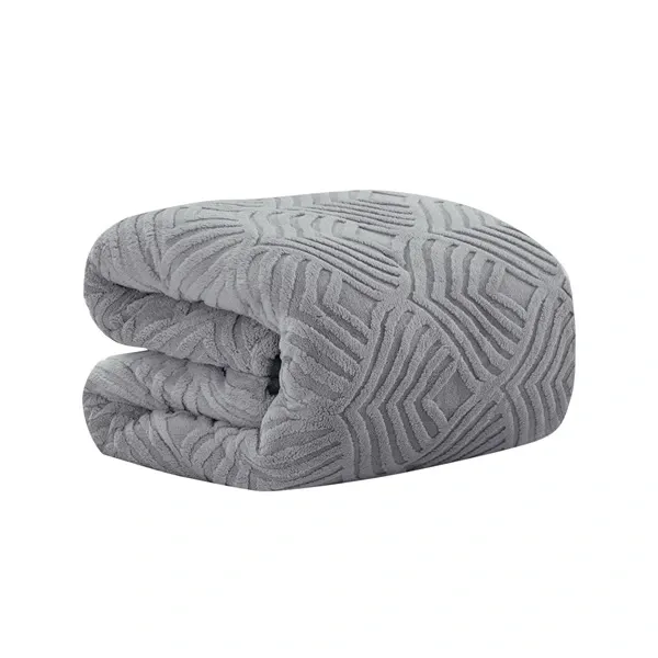 Nova Home Crete Winter Jaquard Sherpa Comforter Set - Grey (Available in Sizes) product thumbnail 7