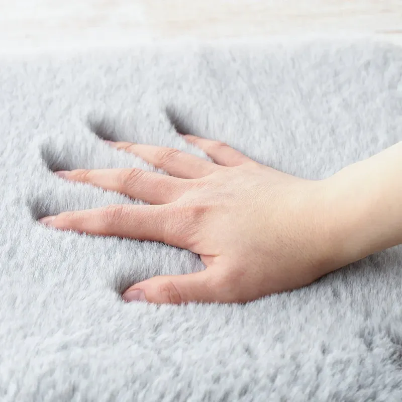 Nova Home "Bunny" Fur Accent Rug – Silver (Available In Sizes) product thumbnail 3