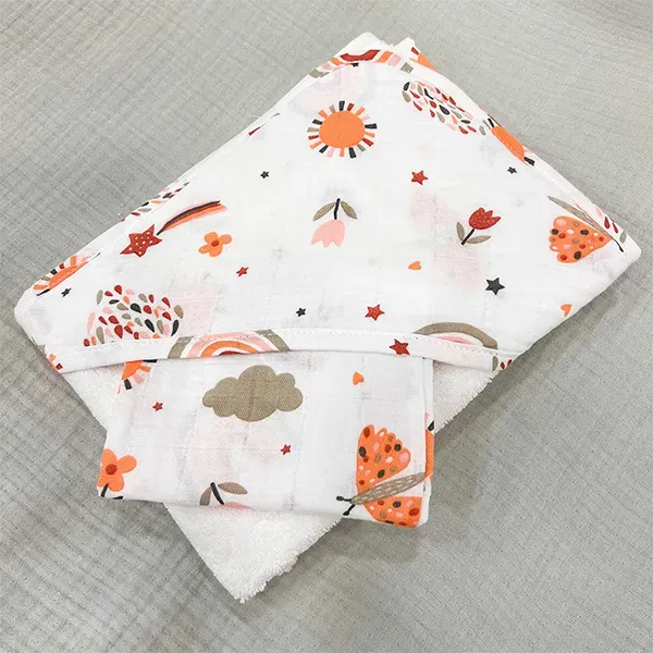 Funna Sunny Hooded Baby Towel - 100% Cotton - Beige product thumbnail 2