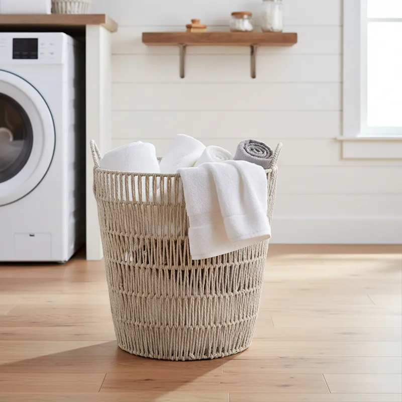 Weva Nestify Cotton Rope Laundry Basket – Grey product thumbnail 5