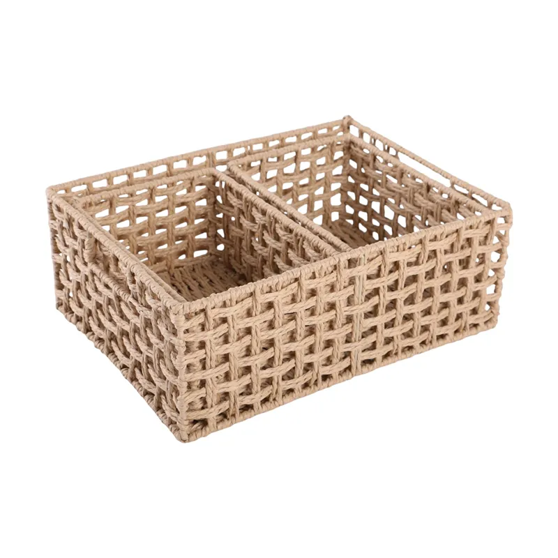 Weva Zelt Paper String Storage Basket – 3 Pcs - Beige product thumbnail 4
