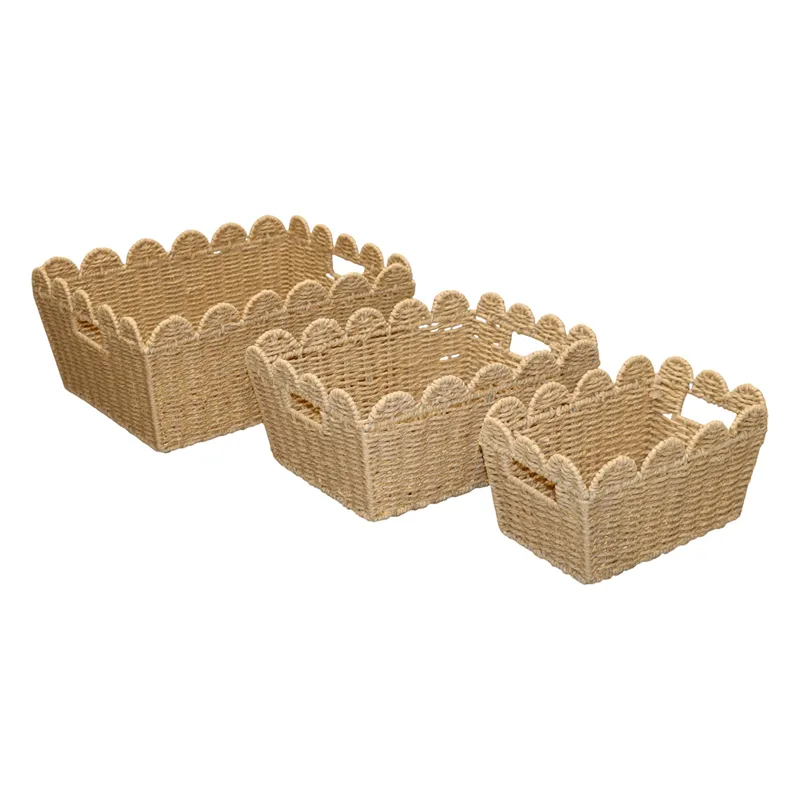 Weva Binlt Paper String Storage Basket Set - 3pcs - Beige product thumbnail 6