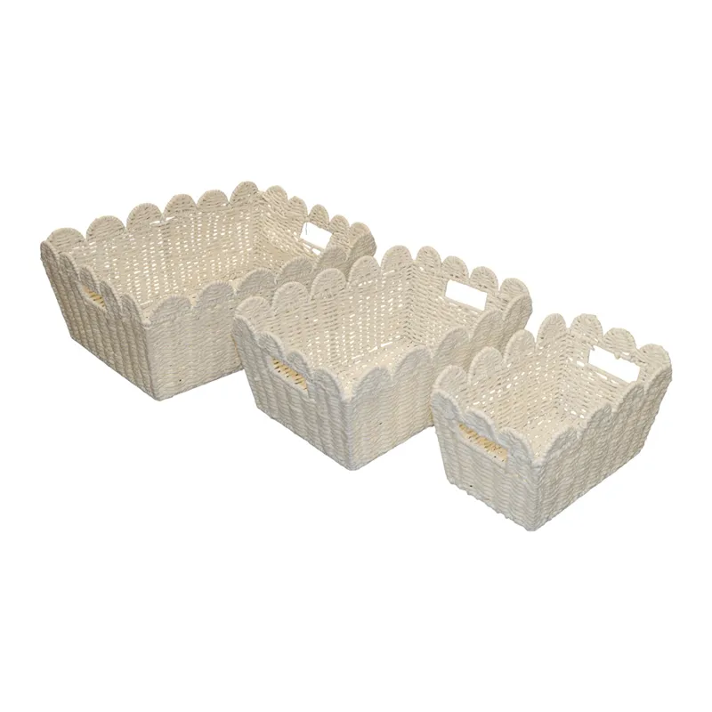 Weva Binlt Paper String Storage Basket Set - 3pcs - White product thumbnail 3
