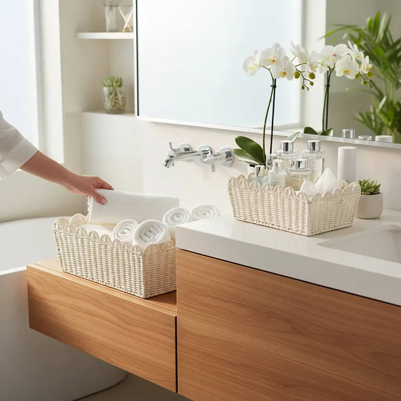 Weva Binlt Paper String Storage Basket Set - 3pcs - White product thumbnail 6