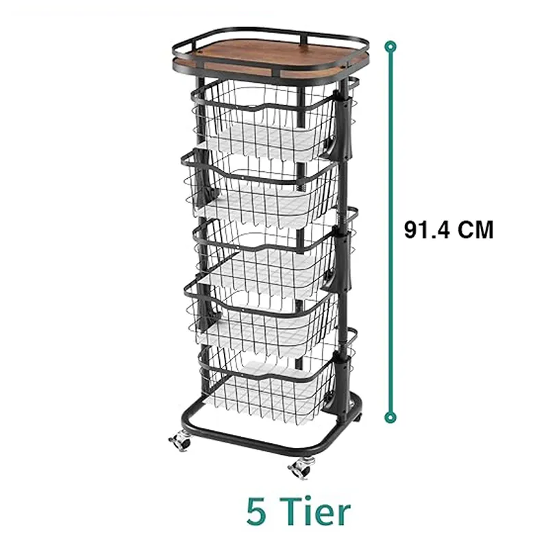 Weva Rotate 5 Layers Trolley with Lockable Wheels – Black product thumbnail 11
